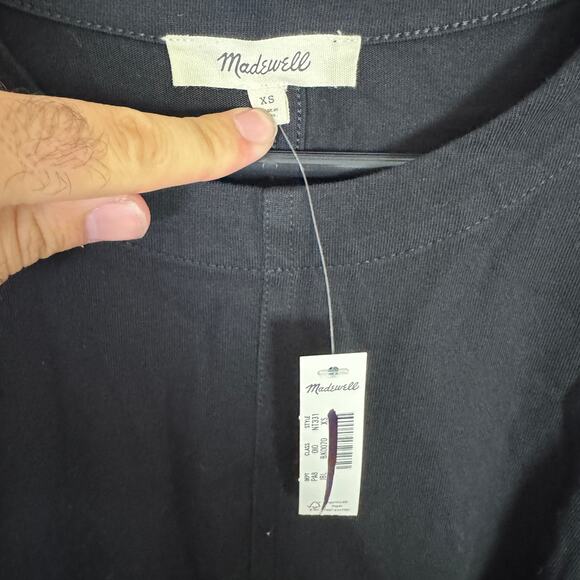 Madewell Puff-Sleeve Tee XS Black Crew Neck Cotton Relaxed Pullover Ruffle Trim - Picture 5 of 8